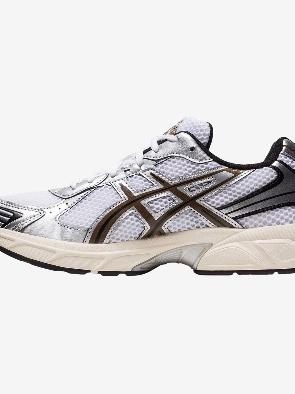 Asics White Athletic Running Shoe with Metallic Brown Accents - Picture 2 of 7
